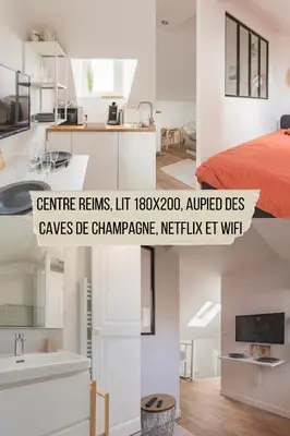Cuisine ou kitchenette dans l'établissement CELIAN,centre Reims pour 4 pers