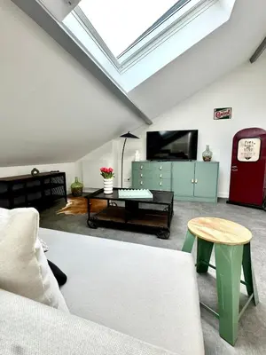Télévision ou salle de divertissement dans l'établissement VESLE Studio lumineux en hyper centre de Reims