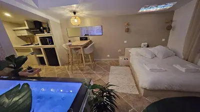 Télévision ou salle de divertissement dans l'établissement La Suite Tilleul