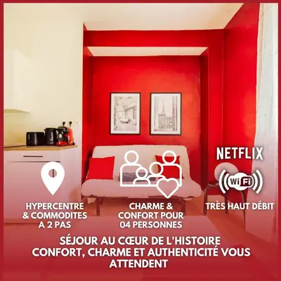 Un ou plusieurs lits dans un hébergement de l'établissement Château Rubis T2 hypercentre historique au pied du château