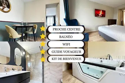 Un ou plusieurs lits dans un hébergement de l'établissement E4 Reton Suite avec Balnéo T2 au couur d Épernay