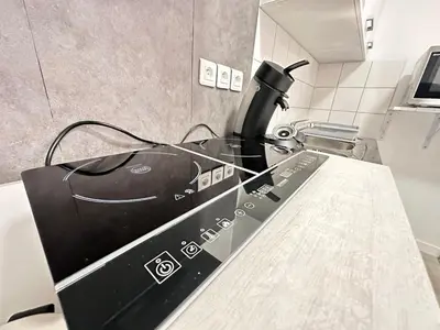 Cuisine ou kitchenette dans l'établissement Les 3 Piliers grand T2 confortable avec parking