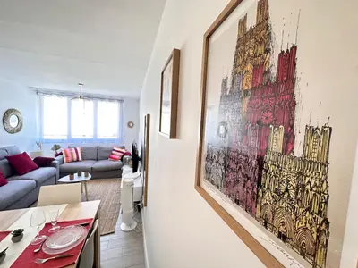 Coin salon dans l'établissement Les 3 Piliers grand T2 confortable avec parking