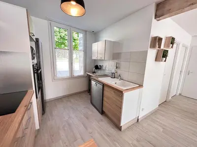 Cuisine ou kitchenette dans l'établissement Gite 10 personnes avec jacuzzi à 10 min de Reims