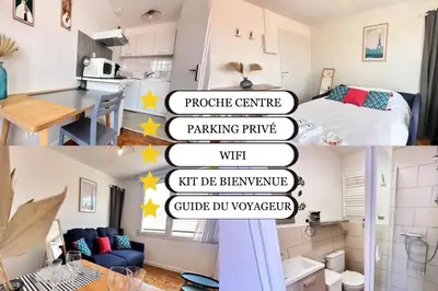 Cuisine ou kitchenette dans l'établissement La suite des 3 piliers studio avec parking privé