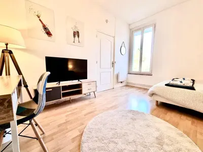 Télévision ou salle de divertissement dans l'établissement Mont d'arène superbe appartement proche gare