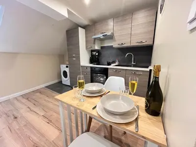 Cuisine ou kitchenette dans l'établissement Danton confortable chaleureux proche centre-ville