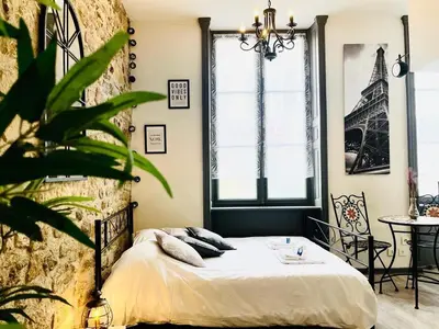 Un ou plusieurs lits dans un hébergement de l'établissement capucin 2 super studio au pied de la cathédrale