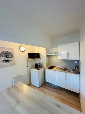 Cuisine ou kitchenette dans l'établissement Le studio du moulin