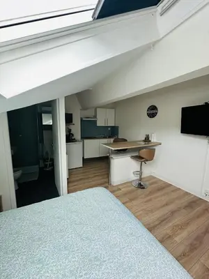 Cuisine ou kitchenette dans l'établissement Le studio du moulin