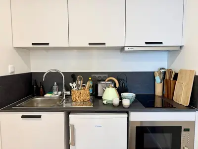 Cuisine ou kitchenette dans l'établissement We Live Inn Sharies Reims A405
