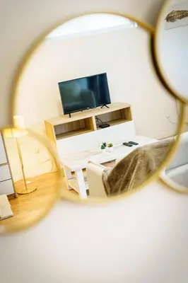 Télévision ou salle de divertissement dans l'établissement Grand studio avec Parking 2pers
