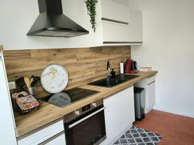 Cuisine ou kitchenette dans l'établissement Gîte Champagne Philippe Moutardier - Chambre Réserve
