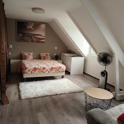 Un ou plusieurs lits dans un hébergement de l'établissement Magnifique villa au cœur de la nature
