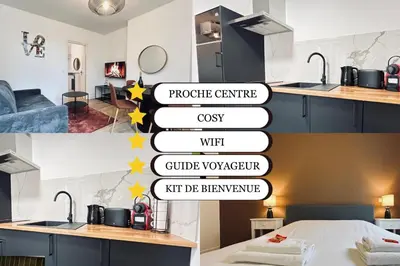 Cuisine ou kitchenette dans l'établissement 3 Clairmarais charmant T2 proche centre-ville