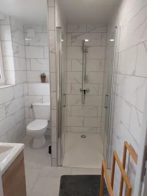 Salle de bains dans l'établissement Gite du soleil