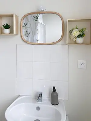 Salle de bains dans l'établissement Le Gîte du cerf de Montmacq