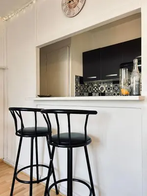 Cuisine ou kitchenette dans l'établissement Bruyant studio proche centre, terrasse et parking
