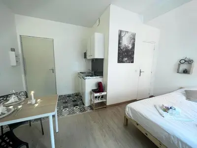 Un ou plusieurs lits dans un hébergement de l'établissement Marguerite6 cosy & tout équipé proche centre ville