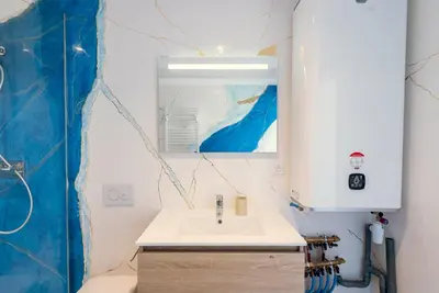 Salle de bains dans l'établissement La simplicité, climatisé avec entrée autonome