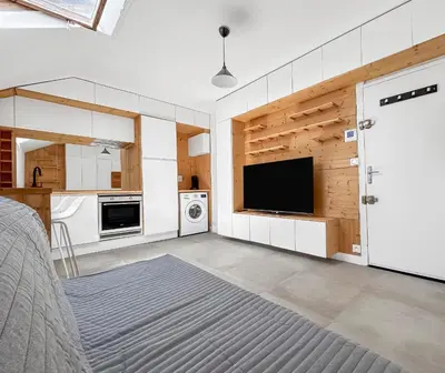 Cuisine ou kitchenette dans l'établissement Studio lumineux et cosy, proche sites touristiques