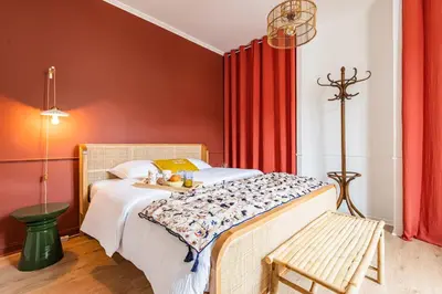 Un ou plusieurs lits dans un hébergement de l'établissement La Fine Bulle, Appartement de Charme au cœur de Reims