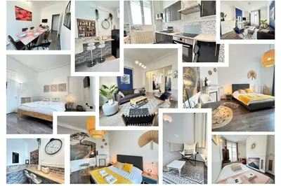 Coin salon dans l'établissement Le cœur de Reims magnifique 3 chambres au centre