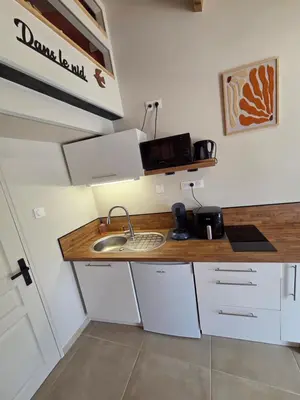 Cuisine ou kitchenette dans l'établissement Le nid de Champaubert