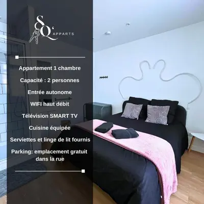 Un ou plusieurs lits dans un hébergement de l'établissement SQ'Appart One - 1 Chambre - Proche Gare