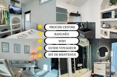 Cuisine ou kitchenette dans l'établissement E Petit Prince T3 avec SPA & Lit King size