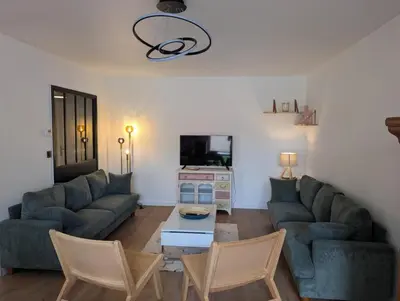 Télévision ou salle de divertissement dans l'établissement Maison avec jardin Reims proche centre