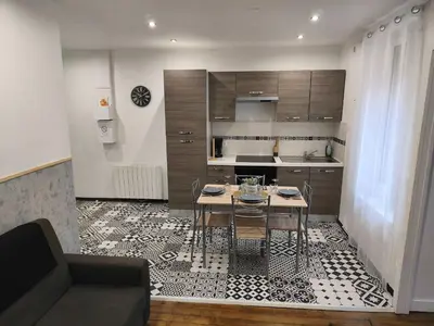 Cuisine ou kitchenette dans l'établissement Appartement budget avec parking au centre-ville