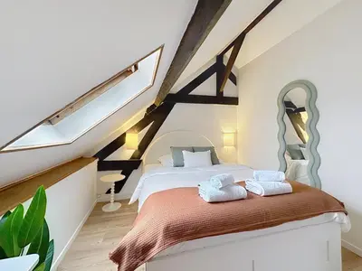Un ou plusieurs lits dans un hébergement de l'établissement Saint-Nicaise - Appartement de Charme - Maisons de Champagne