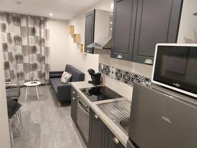 Cuisine ou kitchenette dans l'établissement Appartement RDC avec parking au centre-ville