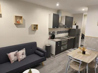 Cuisine ou kitchenette dans l'établissement Appartement RDC avec parking au centre-ville