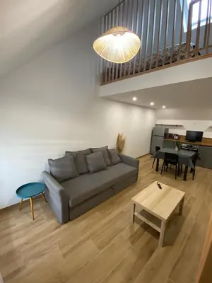 Coin salon dans l'établissement Appartement duplex au calme
