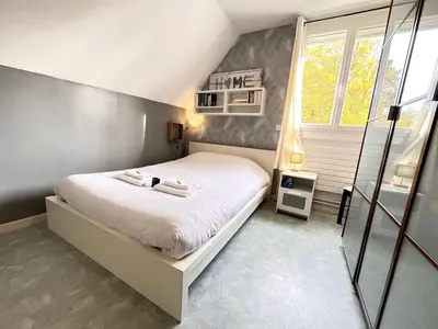 Un ou plusieurs lits dans un hébergement de l'établissement Claudius maison 3 chambres avec jardin proche Fac