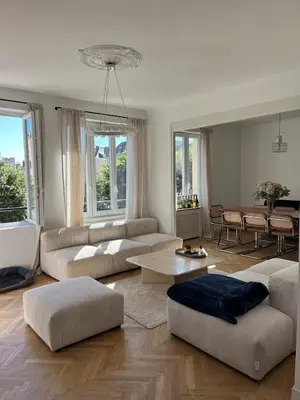 Coin salon dans l'établissement Appartement de charme au forum
