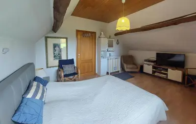Télévision ou salle de divertissement dans l'établissement Charmante Longère En Campagne