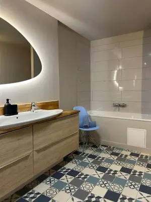 Salle de bains dans l'établissement Sublime appartement Rémois