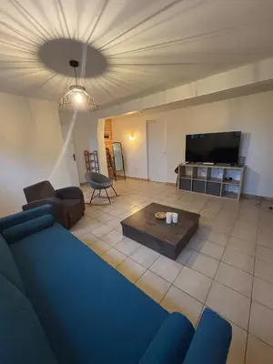 Coin salon dans l'établissement Appartement cosy au cœur de la vallée de la Marne