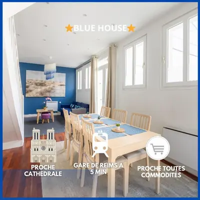 Plan de l'établissement Blue House - Parking - Maison Centre Ville Reims - Proche Gare