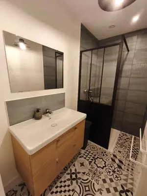 Salle de bains dans l'établissement Studio à la Ferme