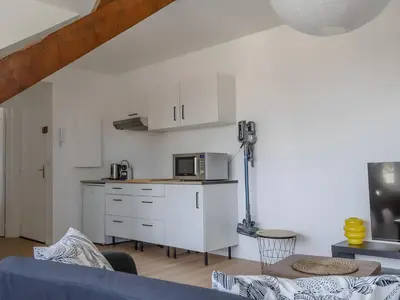 Cuisine ou kitchenette dans l'établissement Bel appartement avec jardin privé - Reims Centre