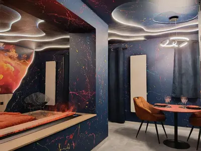 Coin salon dans l'établissement LoveRoom Loft Sensation avec SPA