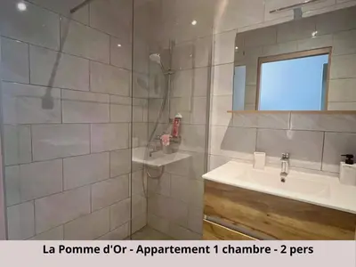 Salle de bains dans l'établissement Les Appartements de la Pomme Rouge
