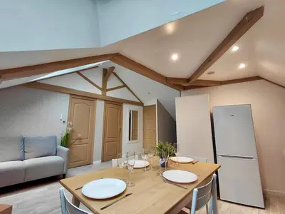 Cuisine ou kitchenette dans l'établissement C Coispine T3 confortable en bord de meuse