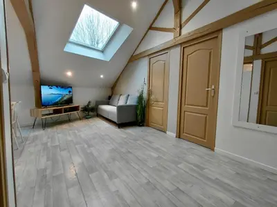 Télévision ou salle de divertissement dans l'établissement C Coispine T3 confortable en bord de meuse
