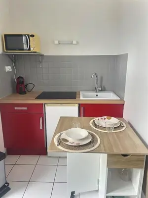 Cuisine ou kitchenette dans l'établissement Studio Chill et Calme a REIMS ideal couples et professionnels