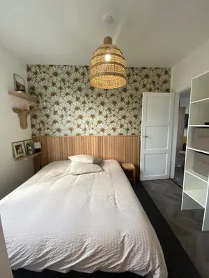 Un ou plusieurs lits dans un hébergement de l'établissement Cozy house for 6 people